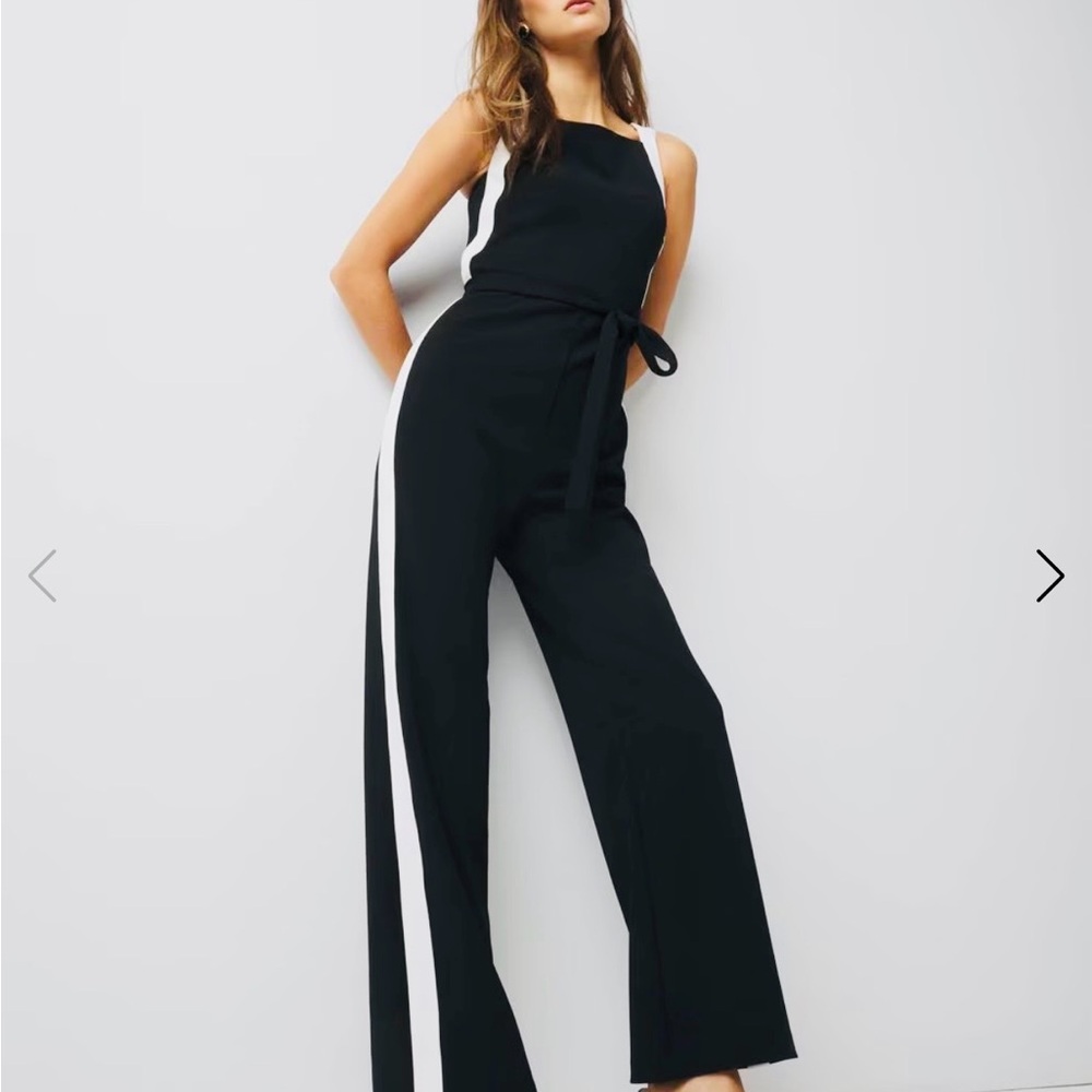White House Black Market Black Jumpsuit with White Accents - Picture 2 of 6